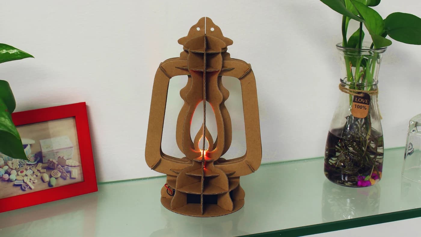 kerosene lamp model DIY cardboard 3D puzzle with led light CL142 — original detail illustration