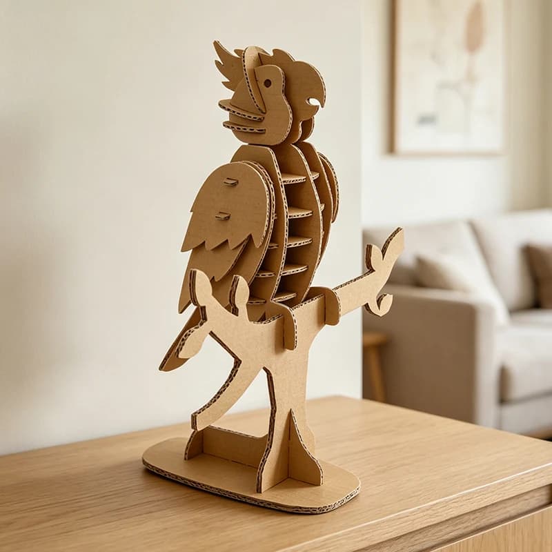 STEM 3D Cardboard Parrot Building Kit DIY Brain Teaser Bird Puzzle for Developing Logic & Motor Skills in Kids CS207 — original detail illustration