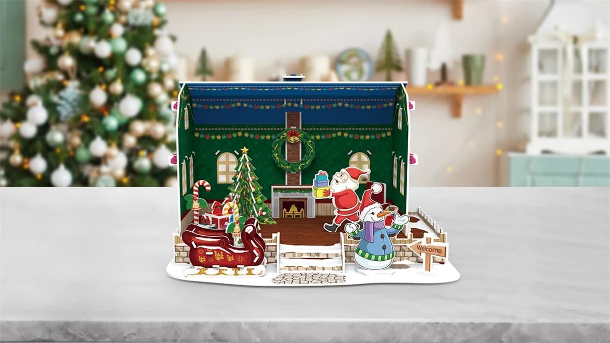 3D Assembly Christmas house scene Puzzles ZC-C009 — original detail illustration