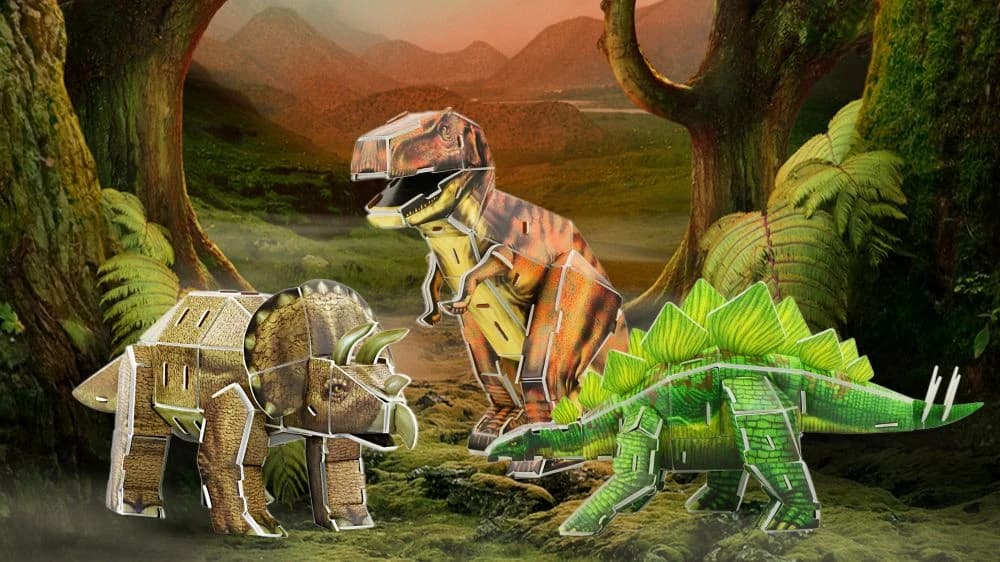 5 Designs dinosaurs DIY 3D Puzzle Set Model Kit Toys for Kids ZCB468 — original detail illustration