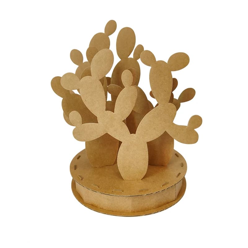 Customizable 3D Cardboard Cactus Puzzle Laser Cut DIY Paper Plant Model for Promotional Gifts and STEM Education CS201