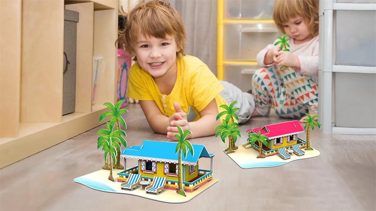 3D foam puzzle cabin in the seaside Model Toy Gift Puzzle Hand Work Assemble Game ZC-T002 — original detail illustration