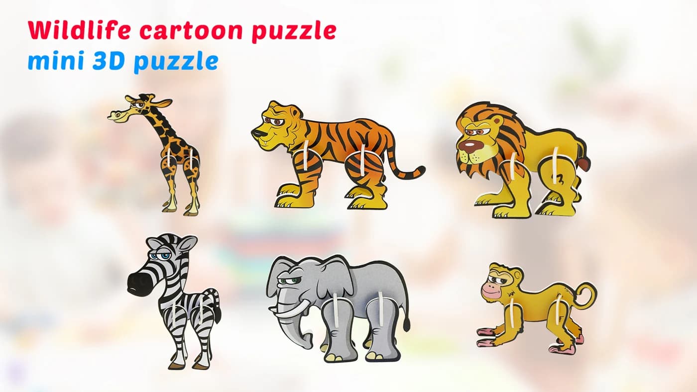 3D Assembly Small Cartoon Animal Puzzles For Kids Education Game ZC-A001 — original detail illustration