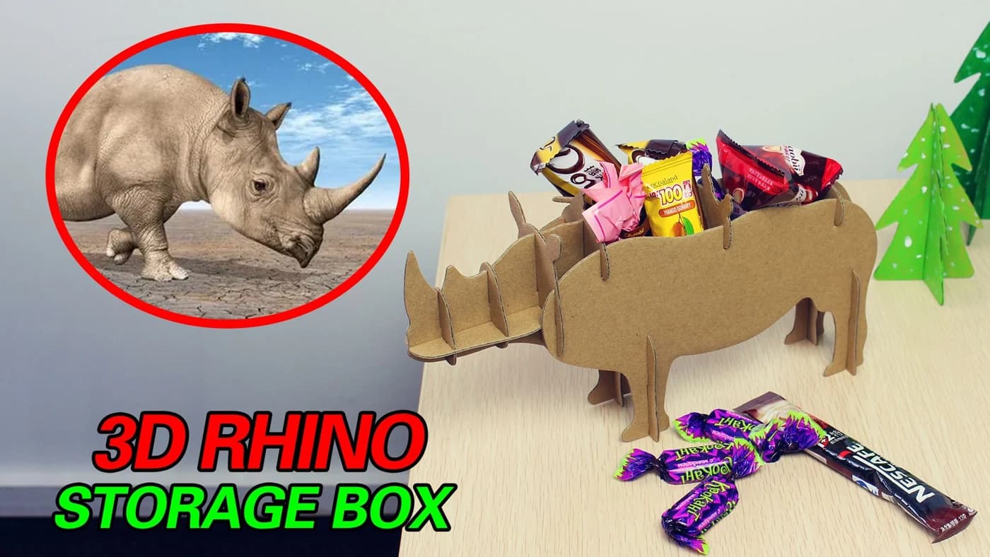 Unique Design rhino Shaped Pen holder 3D Puzzle CC132 — original detail illustration