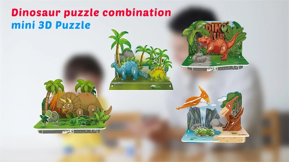 4 in 1 Assembly Jurassic dinosaurs World with jungle scene 3D foam Puzzles For Kids Education Game ZC-A011-A014 — original detail illustration
