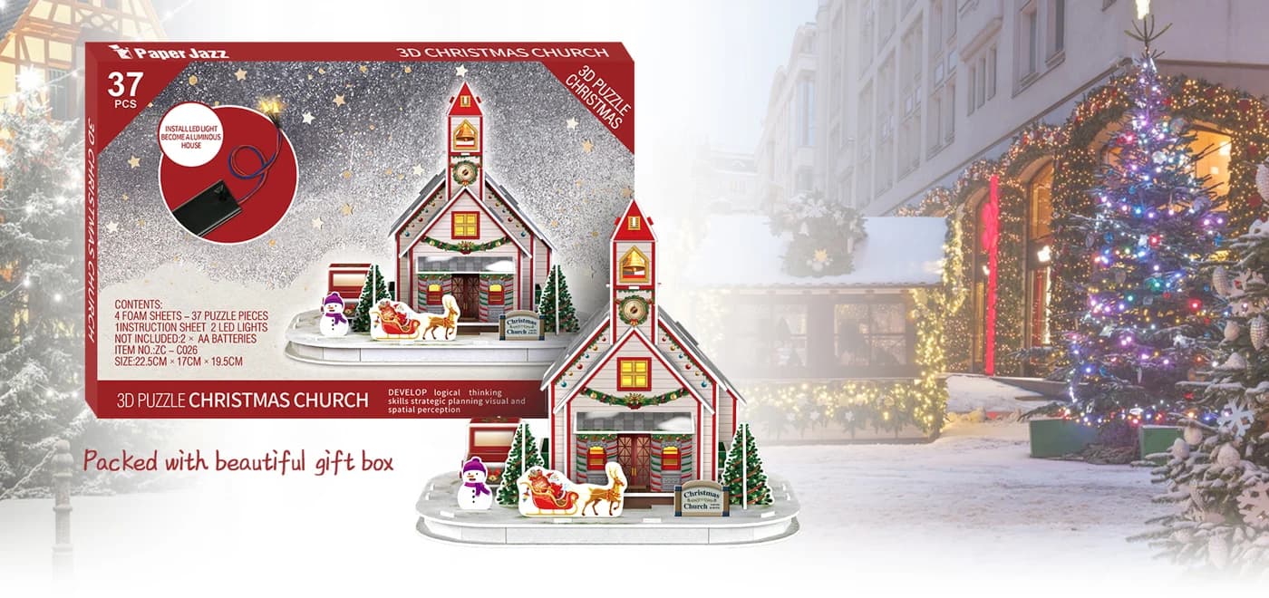 Christmas Crafts for Kids 3D Puzzles Paper House Model ZC-C026 — original detail illustration