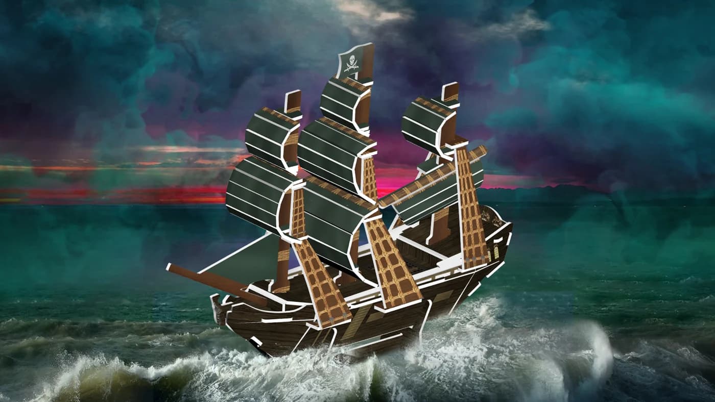 3D Assembly Kit Black Pearl Pirate Ship Model For Children Puzzle Toys ZC-V003 — original detail illustration