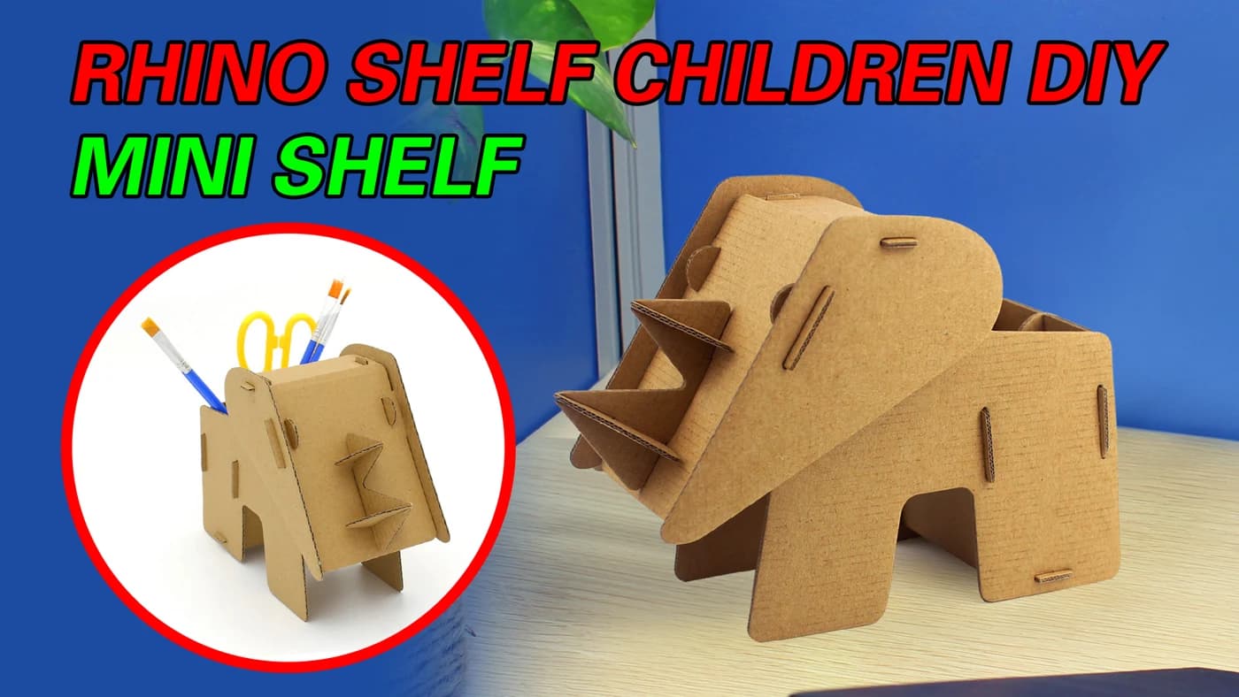 Cardboard creature diy children’s 3d puzzle dachshund shaped shelf CC133 — original detail illustration