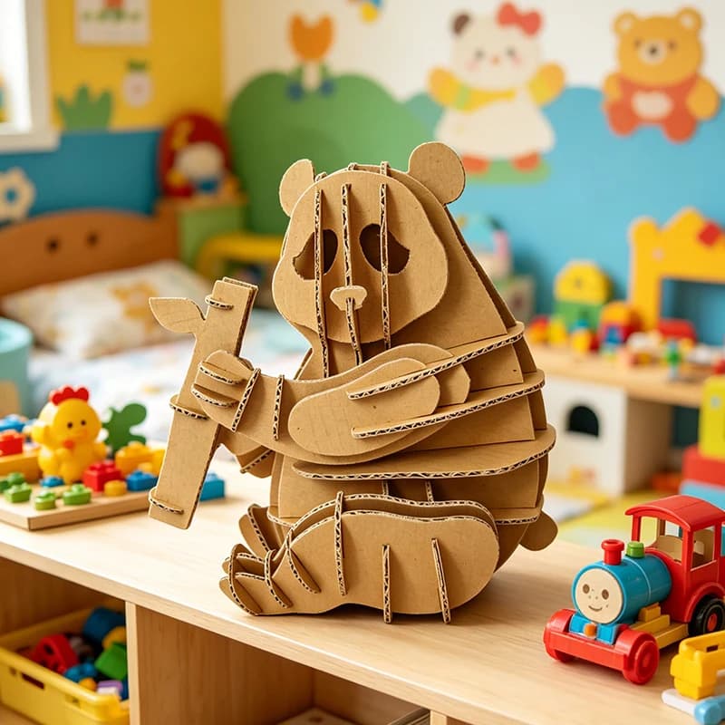 3D Cardboard Panda Puzzle DIY Paper Craft Animal Model Kit STEM Toy for Kids& Adults CS204 — original detail illustration