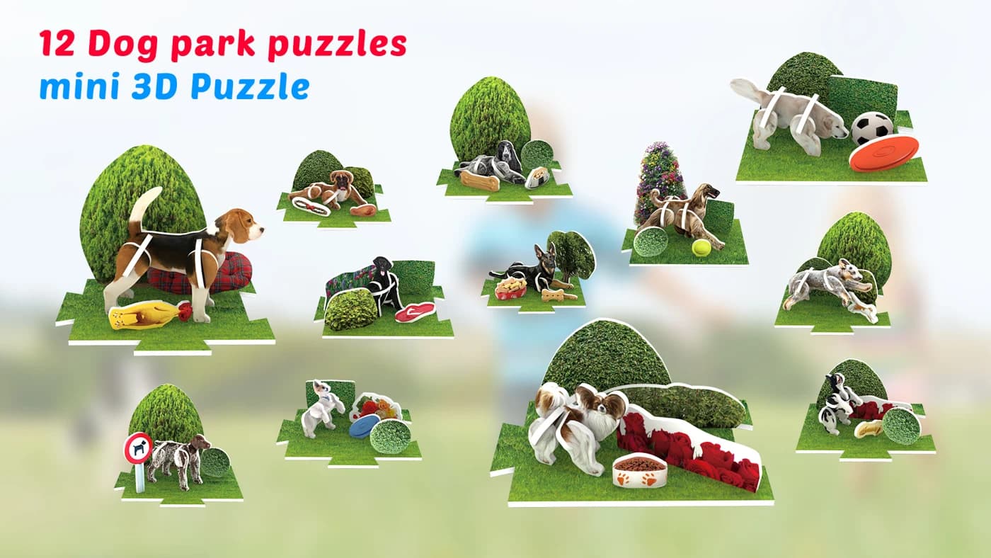 12 Designs Dog Park DIY 3D Puzzle Set Model Kit Toys for Kids ZC-A004 — original detail illustration