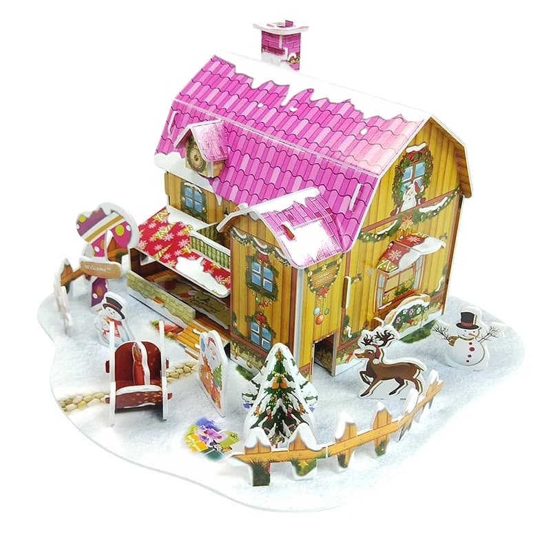 DIY Toy 3d Puzzle Pink Christmas Yard Building Series ZC-C022 — original catalogue image 1