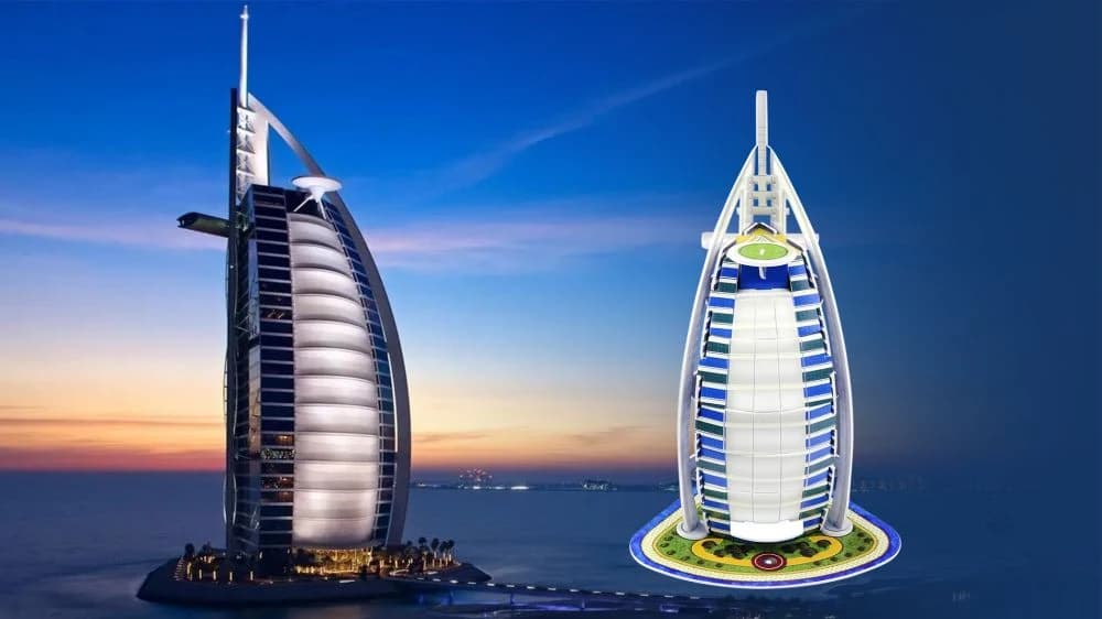 Dubai Burj Al Arab Hotel DIY 3D Puzzle Set Model Kit Toys for Kids ZCB668 — original detail illustration