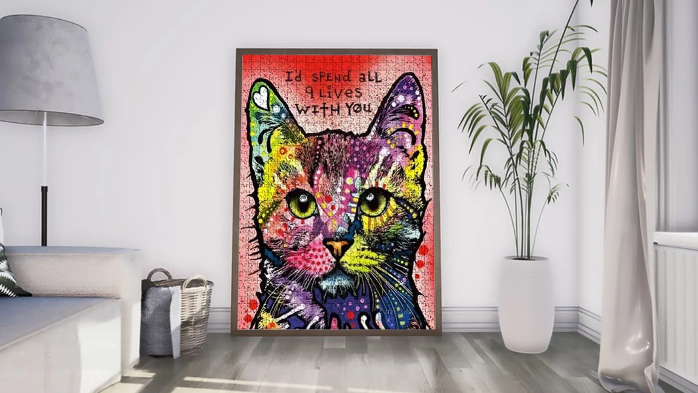 Custom paper mounted wood art cat design for adults 1000 Pieces decompression wooden Jigsaw Puzzle ZC-W75001 — original detail illustration