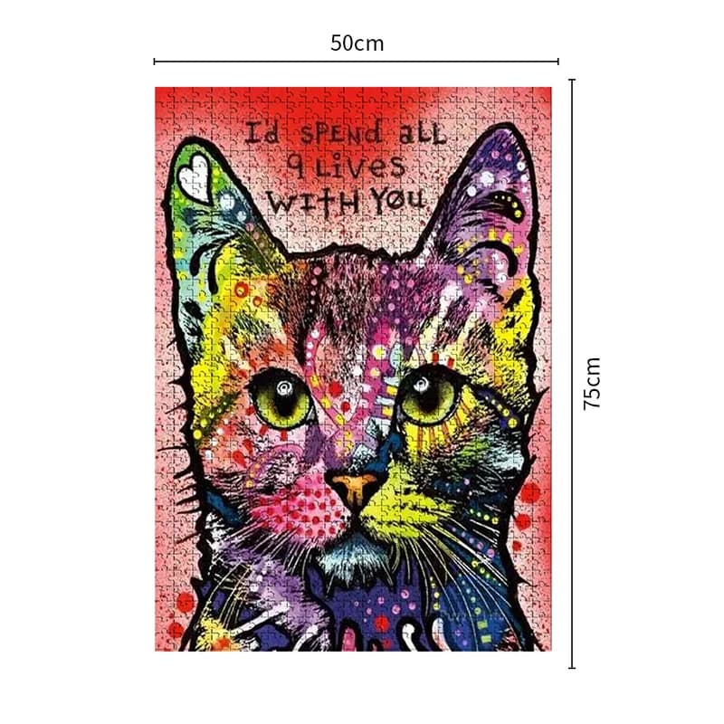 Custom paper mounted wood art cat design for adults 1000 Pieces decompression wooden Jigsaw Puzzle ZC-W75001 — original catalogue image 1