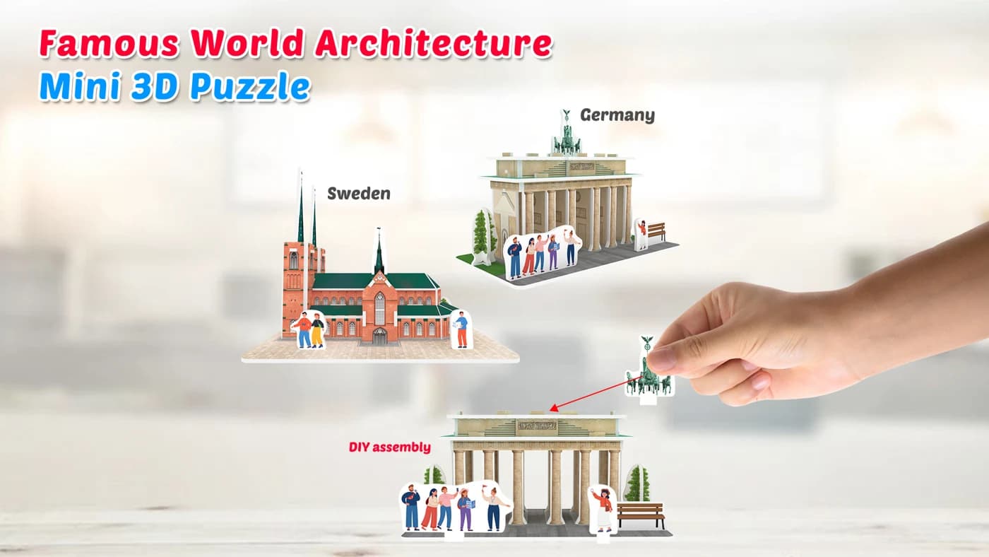 3D Mini Architecture Puzzle Series DIY Jigsaw Puzzle For Kids ZC-A027-A028 — original detail illustration