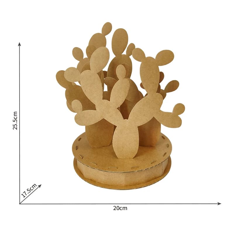 Customizable 3D Cardboard Cactus Puzzle Laser Cut DIY Paper Plant Model for Promotional Gifts and STEM Education CS201 — original detail illustration