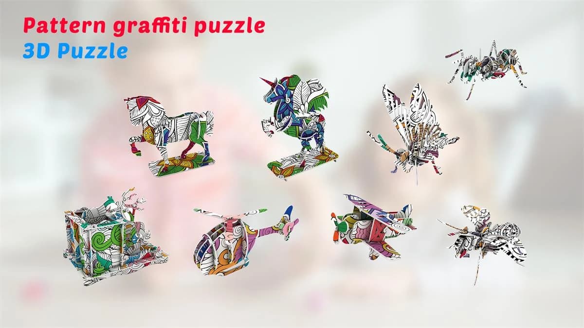 Doodle art painting toys creative DIY paper model 3D puzzle for kids ZC-G001 — original detail illustration