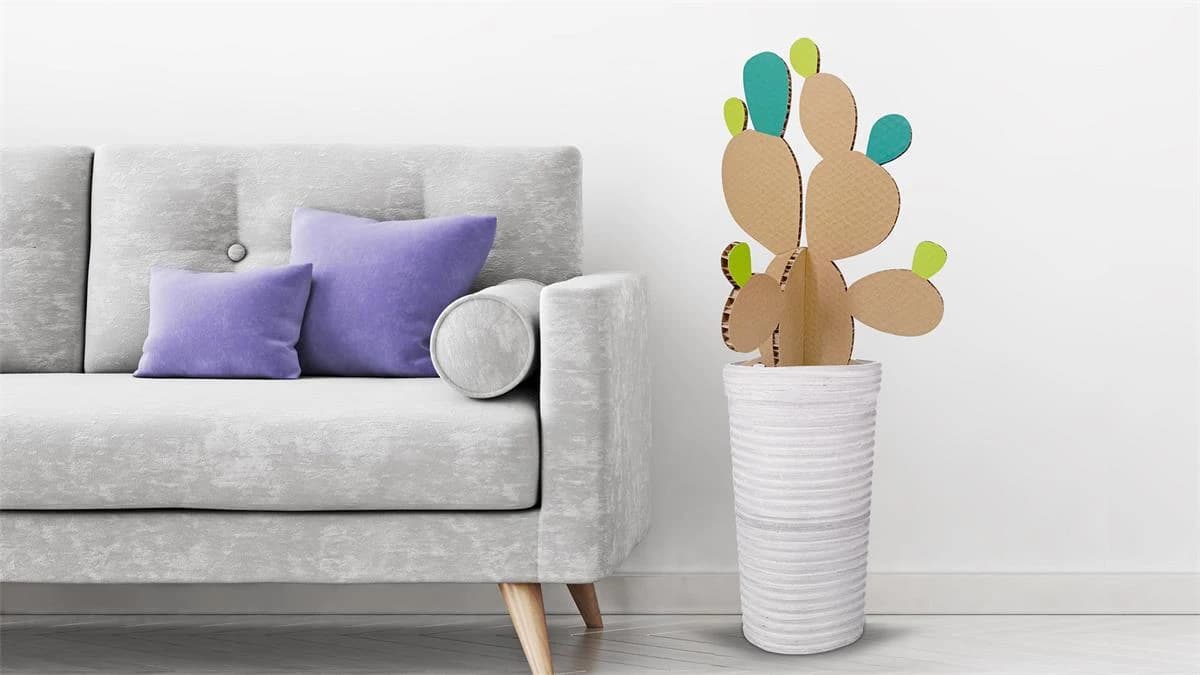DIY The prickly pear cactus corrugated cardboard 3D Puzzle for home decoration CS169 — original detail illustration