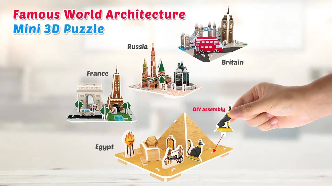 Famous Building Foam Puzzle Assembly Toy Mini Architecture Series ZC-A015-A018 — original detail illustration
