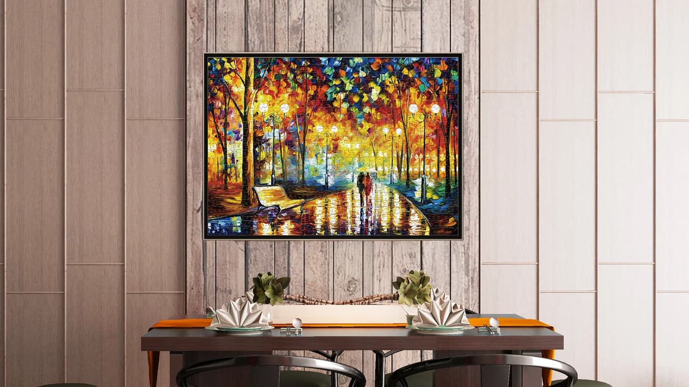 1000 Pieces High Resolution Glossy Finish Rainy Night Walk Adult Puzzle ZC-70003 — original detail illustration