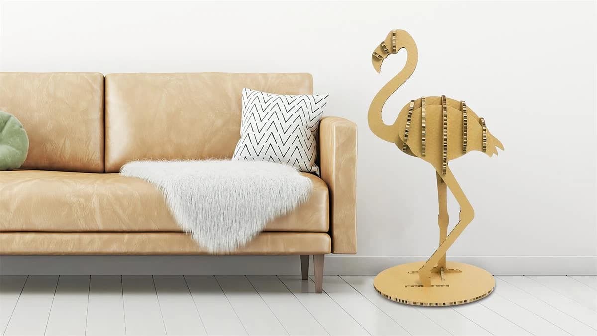 DIY The Flamingo corrugated cardboard 3D Puzzle for home decoration CS168 — original detail illustration
