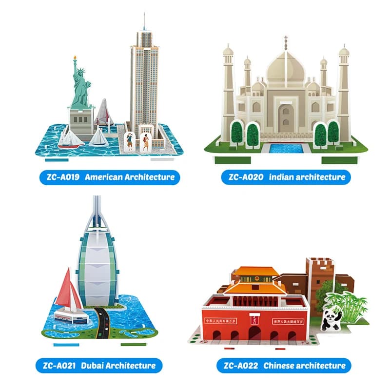 DIY Toy World Famous Buildings 3D Paper Model Puzzle for Kids ZC-A019-A022 — original catalogue image 1