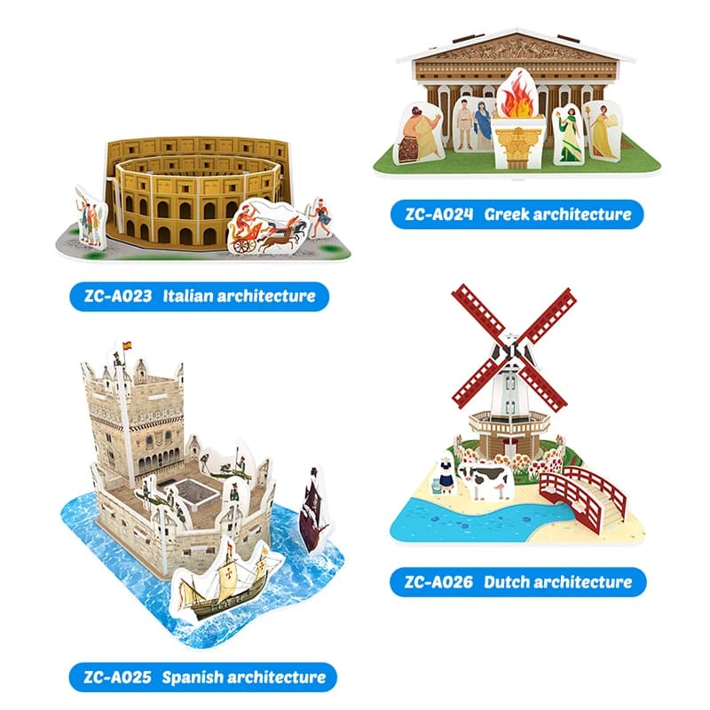 3D Building Model Toy Gift Puzzle Hand Work Assemble Game ZC-A023-A026 — original catalogue image 1