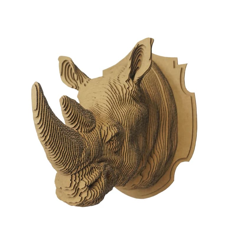 DIY Rihno Head 3D Puzzle Corrugated Cardboard For Home Office Decoration ZCDC-DW06 — original catalogue image 1