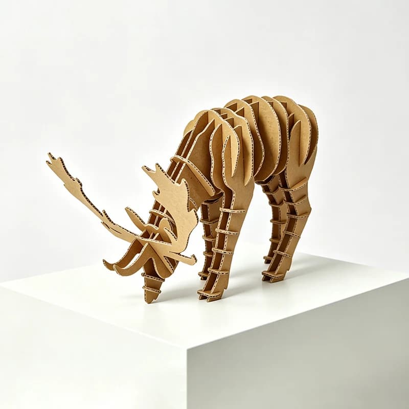 Modern Geometric 3D Cardboard Deer Puzzle DIY Sustainable Nordic Style Paper Art Animal Model for Office Desktop Decoration CS206 — original detail illustration