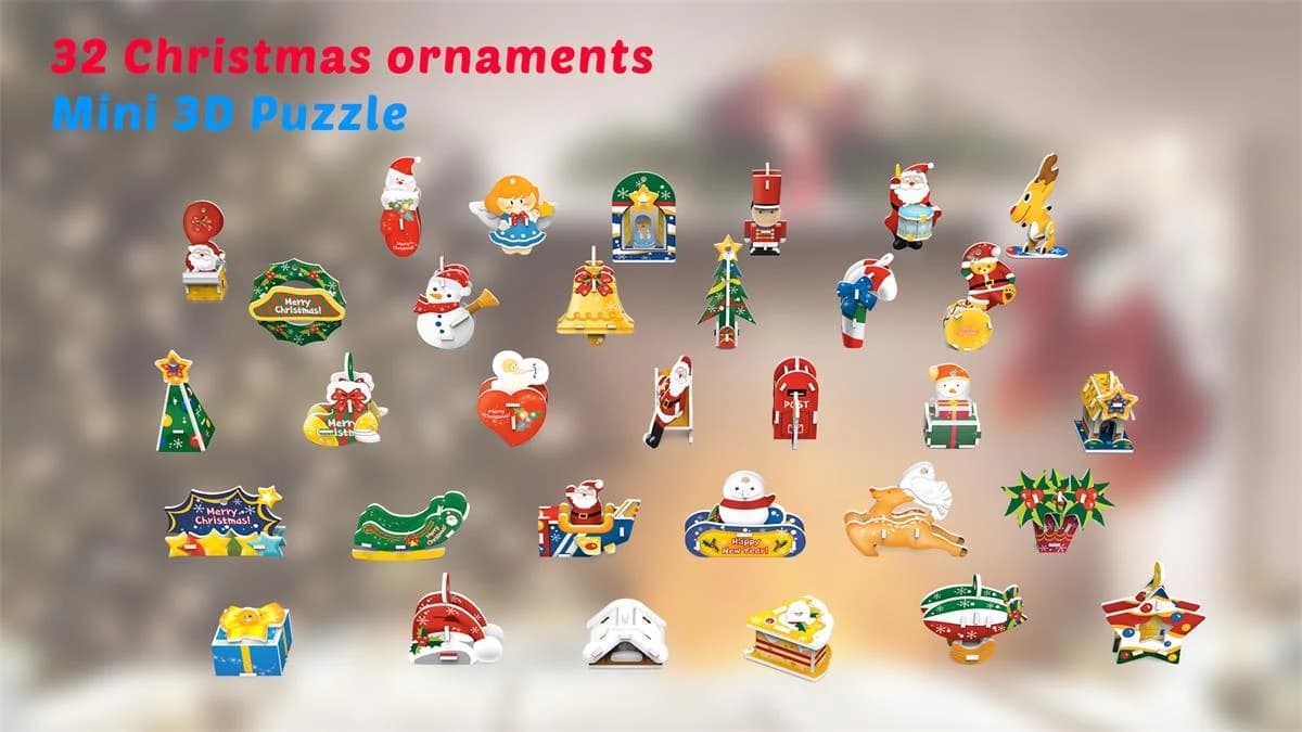 3D Assembly Small Christmas ornaments Puzzles For Kids ZC-C010 — original detail illustration