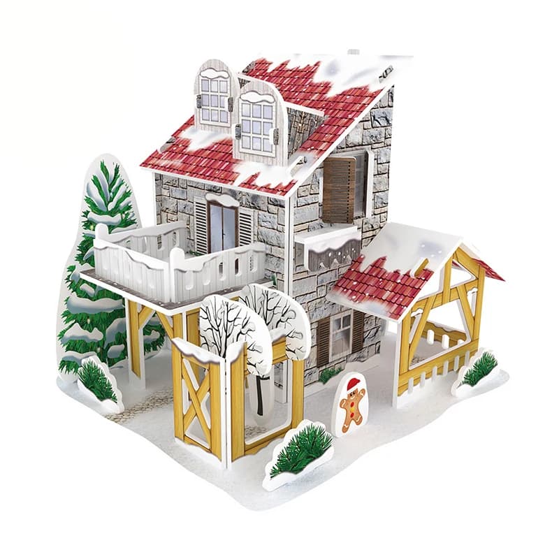 3D Puzzles assembly Snowy winter house/villa customization ZC-H001-1 — original catalogue image 1