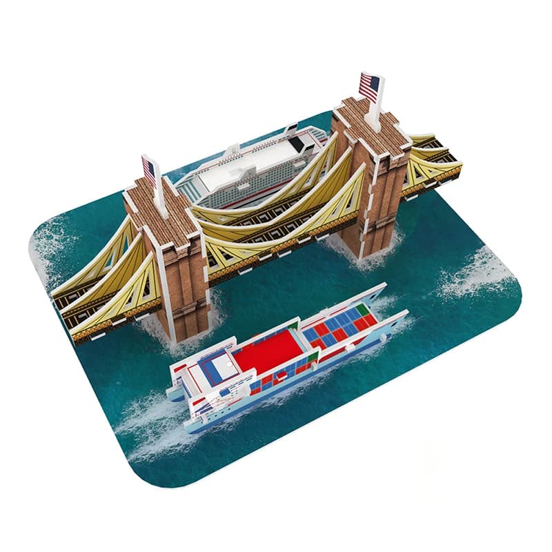 Brooklyn Bridge with more details as river and ship designs 3d puzzles ZC-B005 — original catalogue image 1